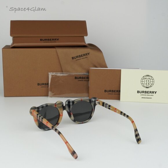 Burberry Girls Sunglasses Vintage Check Grey Round JB4355 KIDS 377887 BRAND NEW - Picture 7 of 9